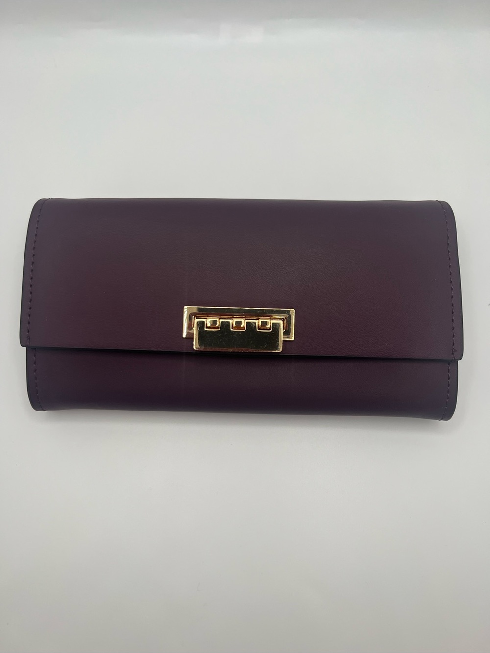 Zac Posen Clutch Wallet in Plum with Gold Hardware